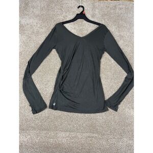 Grey State Womens Slate Grey 100% Modal V Front Back Long Sleeve Tee Size M